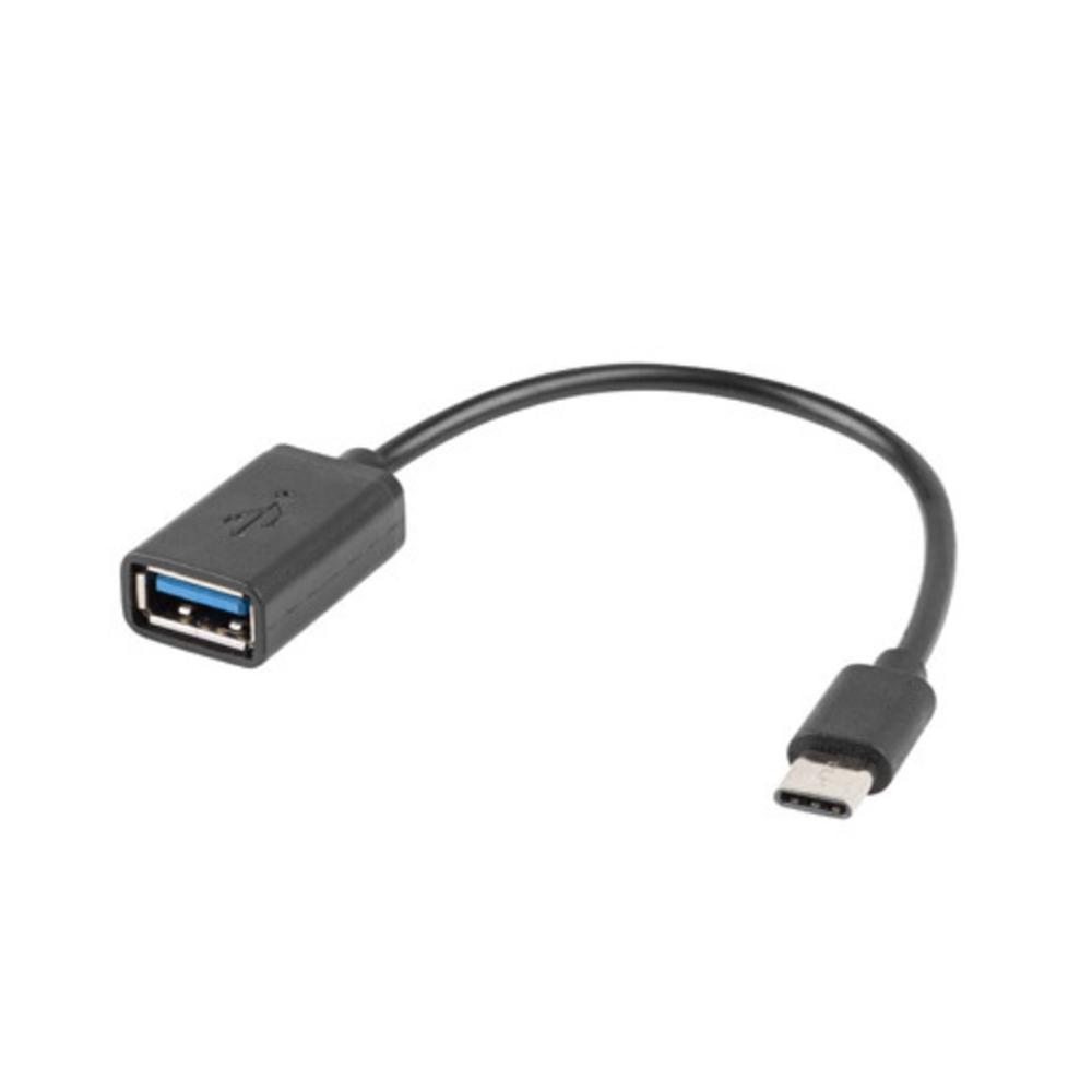 ADAPTADOR USB TIPO C A USB TIPO A LANBERG 15CM/ MACHO-HEMBRA/ NEGRO