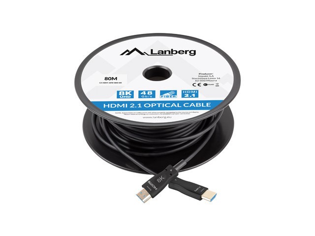 CABLE HDMI AOC LANBERG V2.1 M/M OPTICO ACTIVO 8K 60HZ 80M NEGRO