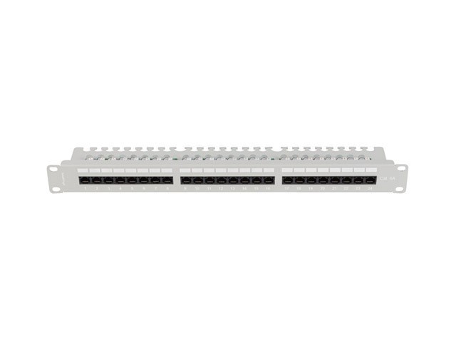 PATCH PANEL LANBERG 24 PUERTOS 1U 19" CAT.6A UTP CON ORGANIZADOR CABLES GRIS