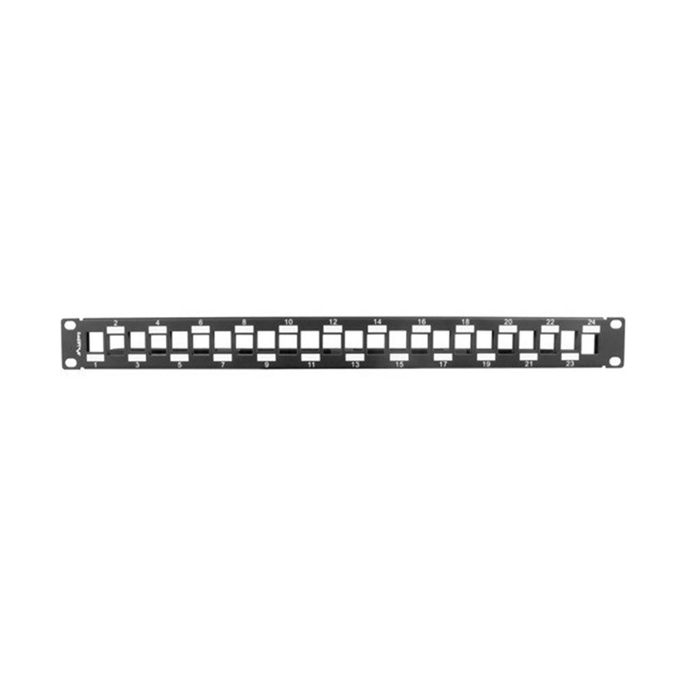 PATCH PANEL LANBERG 24 PUERTOS 1U ESCALONADO ORGANIZADOR MODULOS KEYSTONE NEGRO