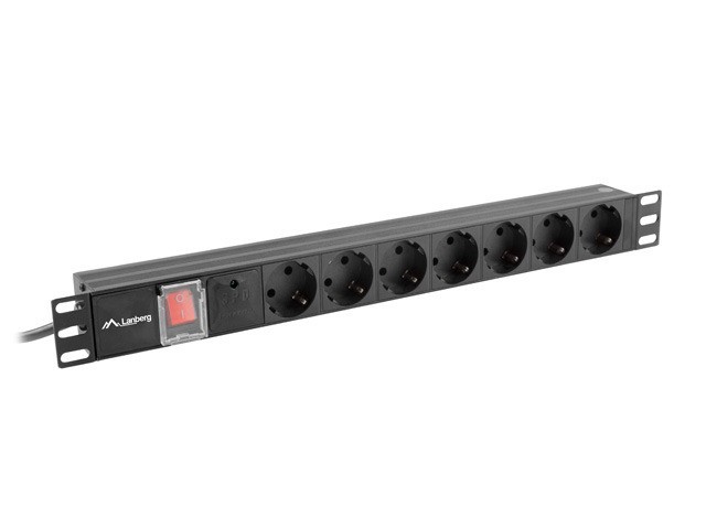 REGLETA LANBERG 1U 10A 7X SCHUKO RACK 19" 2M NEGRO C14
