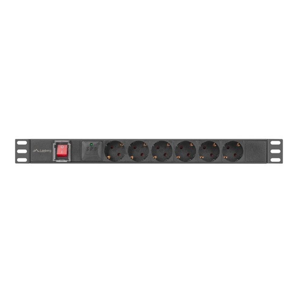 REGLETA LANBERG 1U 16A RACK 19" 6X SOCKET SCHUKO NEGRO 2M