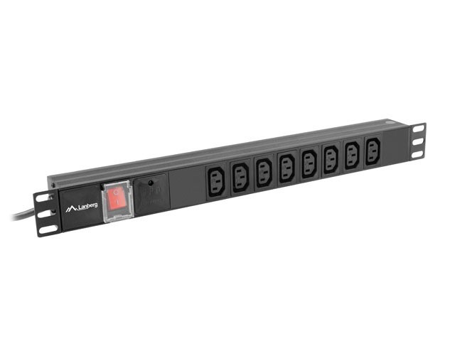 REGLETA LANBERG 1U 16A RACK 19" 8X SOCKET IEC C13 NEGRO 2M