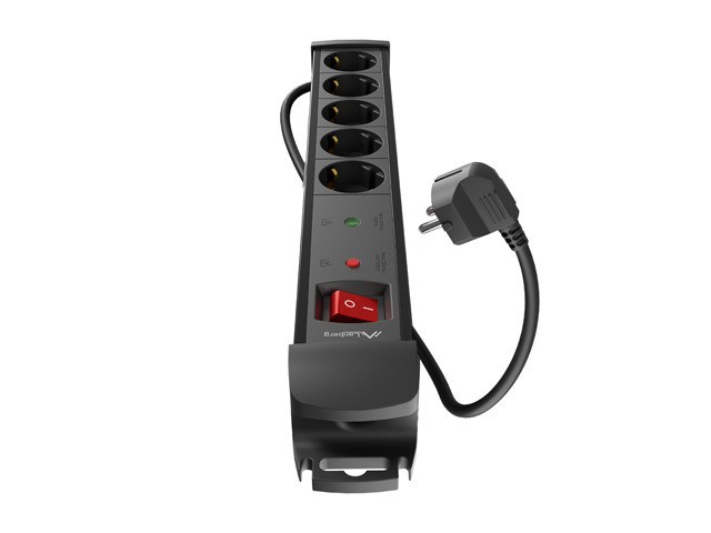 REGLETA LANBERG SP1 5 TOMAS SCHUKO PROTECCION HASTA 2500W NEGRA 1.5M