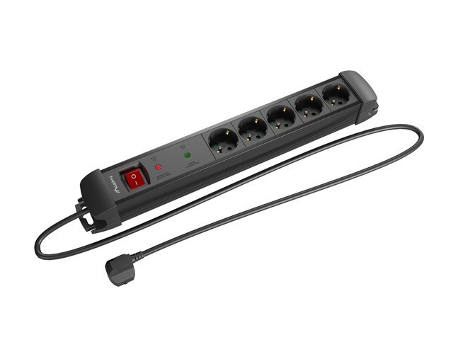 REGLETA LANBERG SP1 5 TOMAS SCHUKO PROTECCION HASTA 2500W NEGRA 1.5M