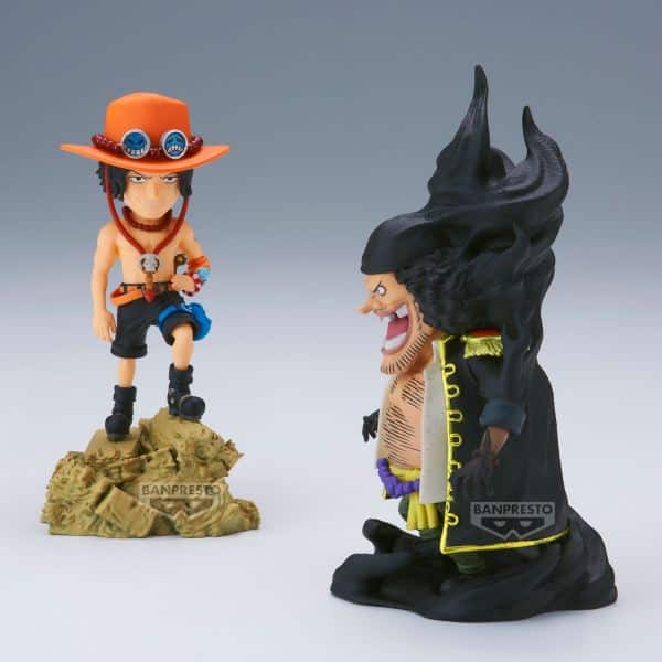 FIGURA BANPRESTO ONE PIECE WORLD COLLECTABLE FIGURE LOG STORIES PORTGAS D.ACE VS MARSHALL D.TEACH 8CM