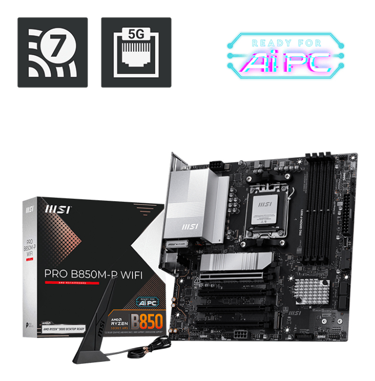 PLACA BASE MSI PRO B850M-P WIFI AM5 MATX/ 4X DDR5