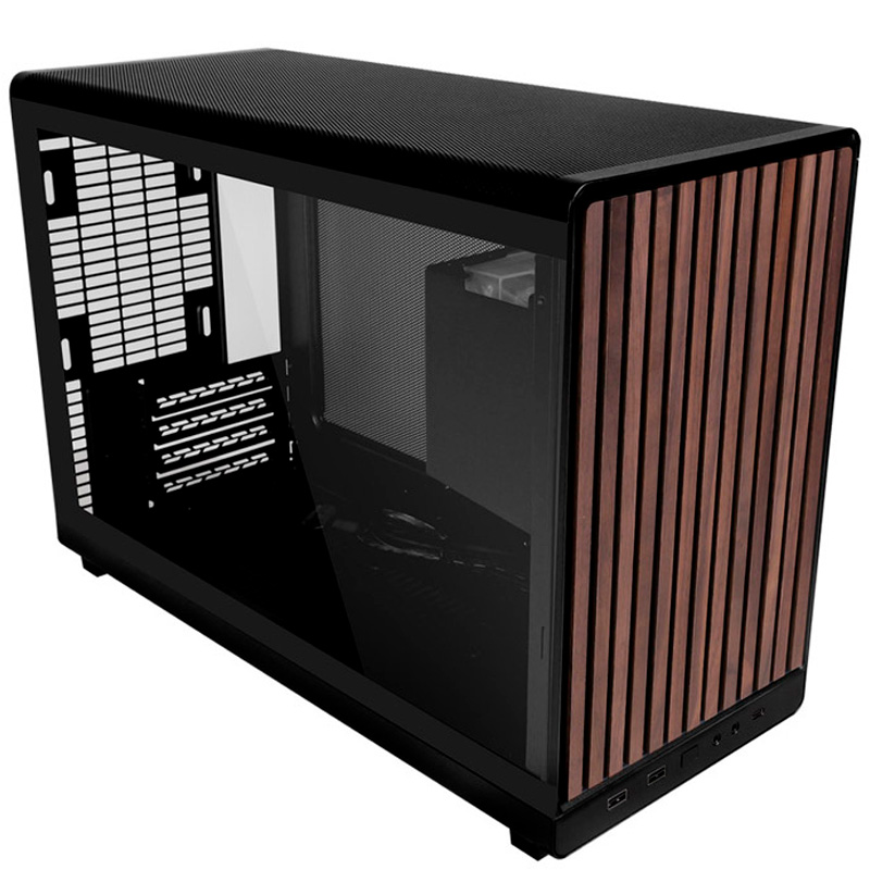 CAJA ORDENADOR GAMING LIAN LI A3 MATX CRISTAL TEMPLADO MADERA NEGRA