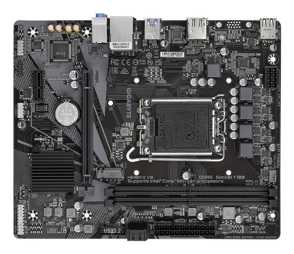 PLACA BASE GIGABYTE H610M K V2 MATX LGA 1700/ 2X DDR5/ 2X SATA 6GB/S