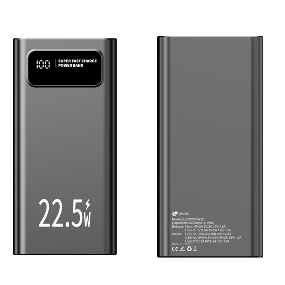 POWERBANK LEOTEC 30000MAH NEGRO