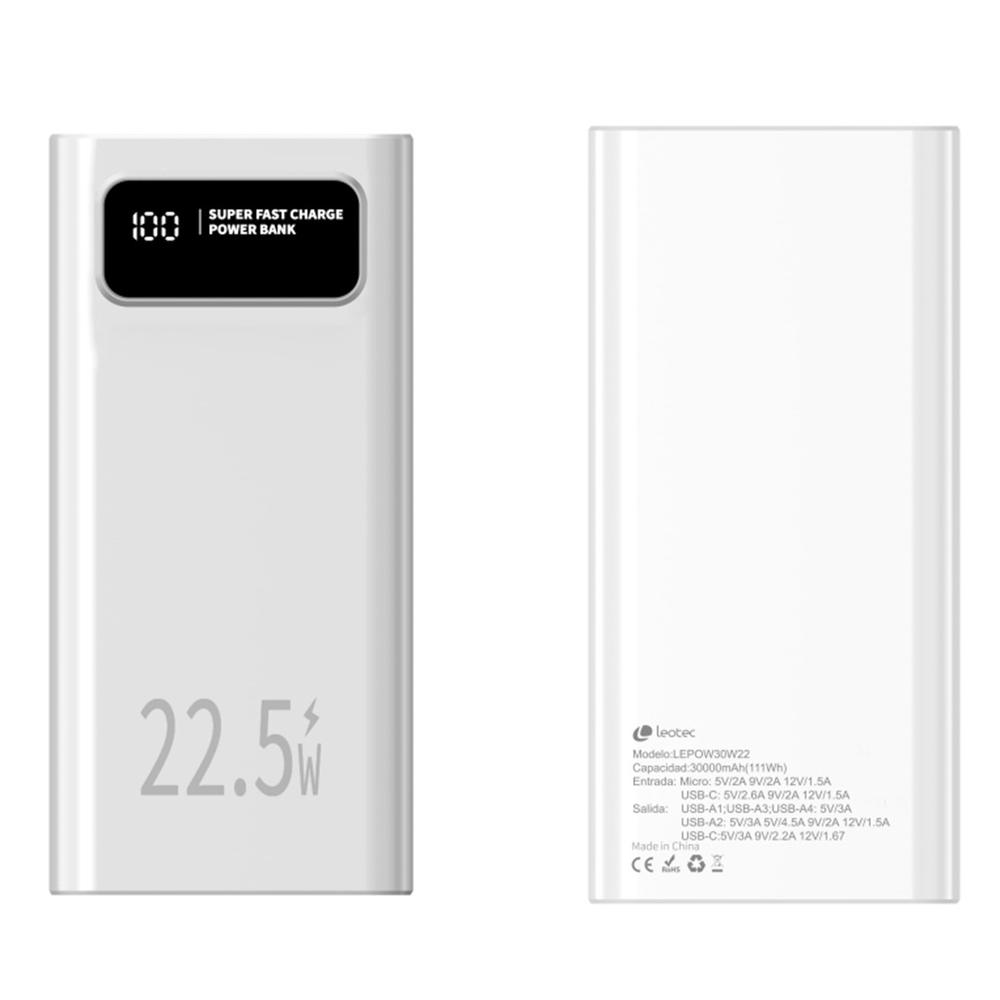 POWERBANK LEOTEC 30000MAH BLANCO