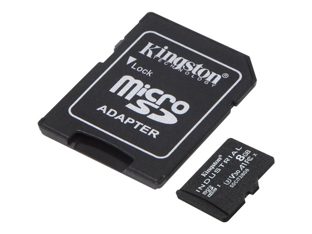 TARJETA MEMORIA MICRO SECURE DIGITAL SDHC 8GB KINGSTON INDUSTRIAL CLASE 10 UHS-I U3 + ADAPTADOR SD