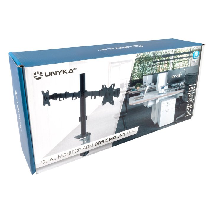 SOPORTE MESA UNYKACH VESA HASTA 32" 100X100MM MAX 10KG BRAZO DOBLE