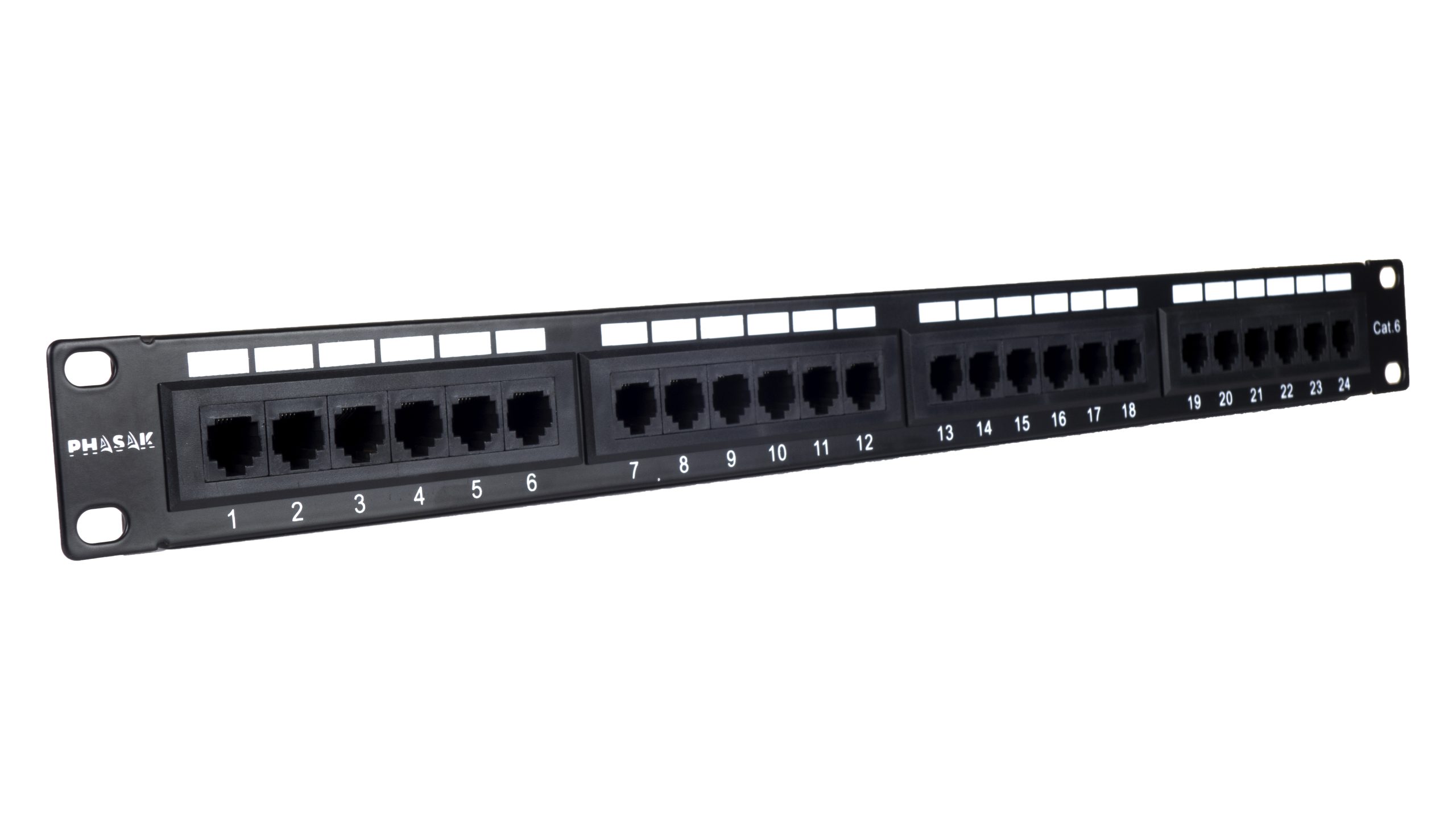 PANEL TRANSFERENCIA PARA ARMARIO RACK 19" PHASAK UTP RJ45 CAT. 6 DUAL 24P 1U NEGRO PU 2420