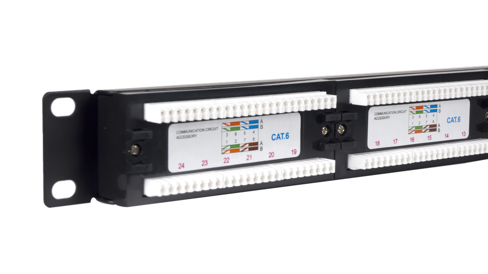 PANEL TRANSFERENCIA PARA ARMARIO RACK 19" PHASAK UTP RJ45 CAT. 6 DUAL 24P 1U NEGRO PU 2420
