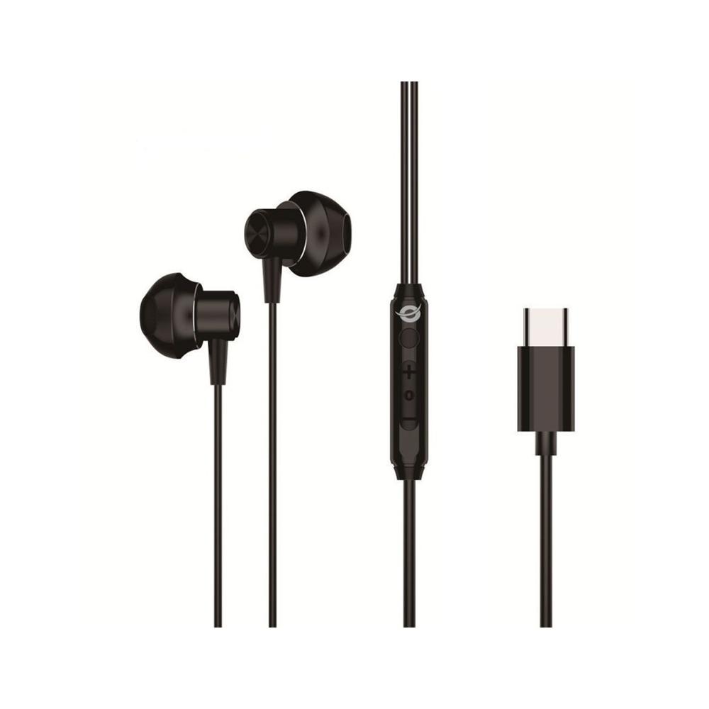 AURICULAR INTRAUDITIVO USB-C CONCEPTRONIC BRENDAN04B MICROFONO CONTROLES 1.2M COLOR NEGRO