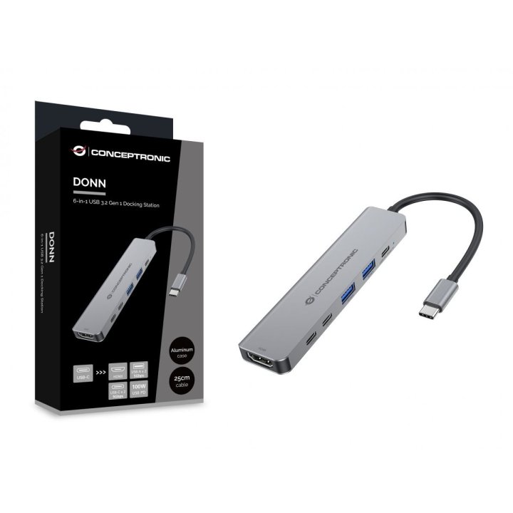 DOCKING USB-C CONCEPTRONIC DONN33G 1xHDMI 1xUSB-C PD 100W 2xUSB-A 3.0 2xUSB-C