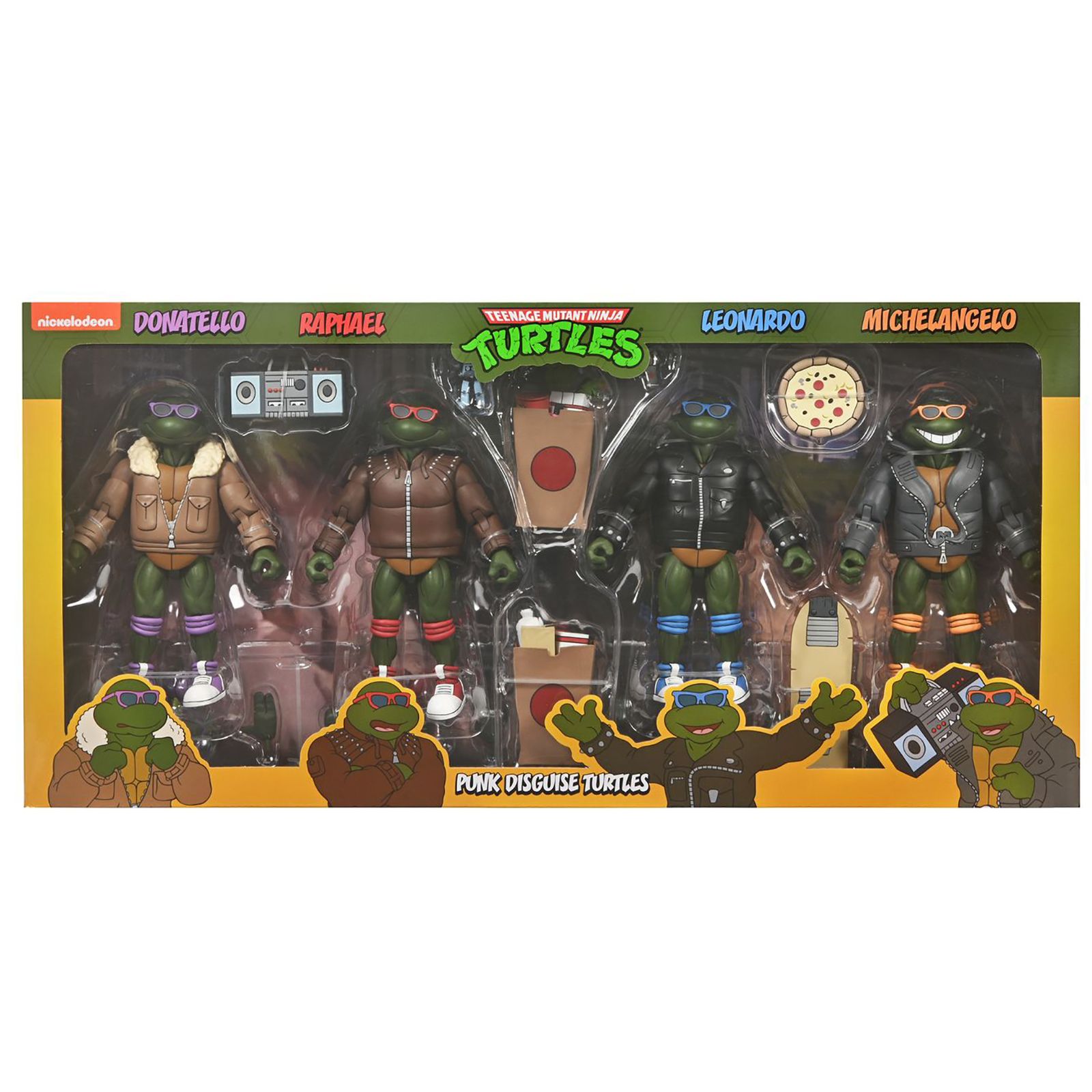 FIGURA NECA TEENAGE MUTANT NINJA TURTLES CARTOON PUNK TURTLES PACK 4 SCALE ACTION 18CM