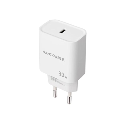 CARGADOR NANOCABLE PARED USB-C PD 30W BLANCO