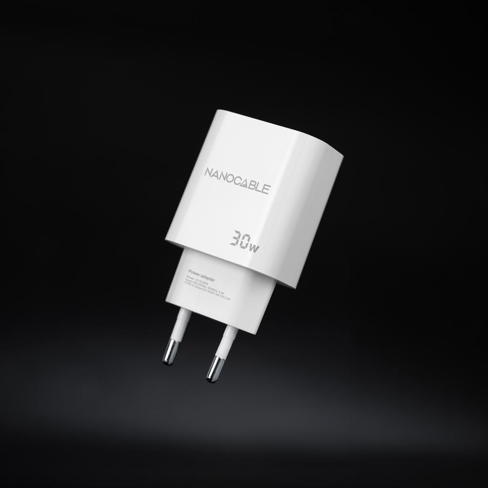 CARGADOR NANOCABLE PARED USB-C PD 30W BLANCO