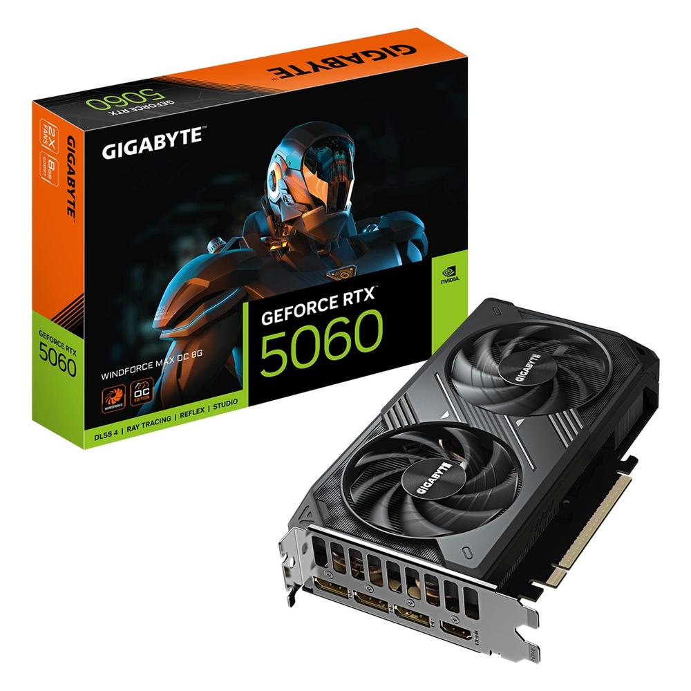 TARJETA GRAFICA GIGABYTE RTX 5060 WINDFORCE 8GB MAX GDDR7/ 3X DP/ 1X HDMI PCI EXPRESS 5.0