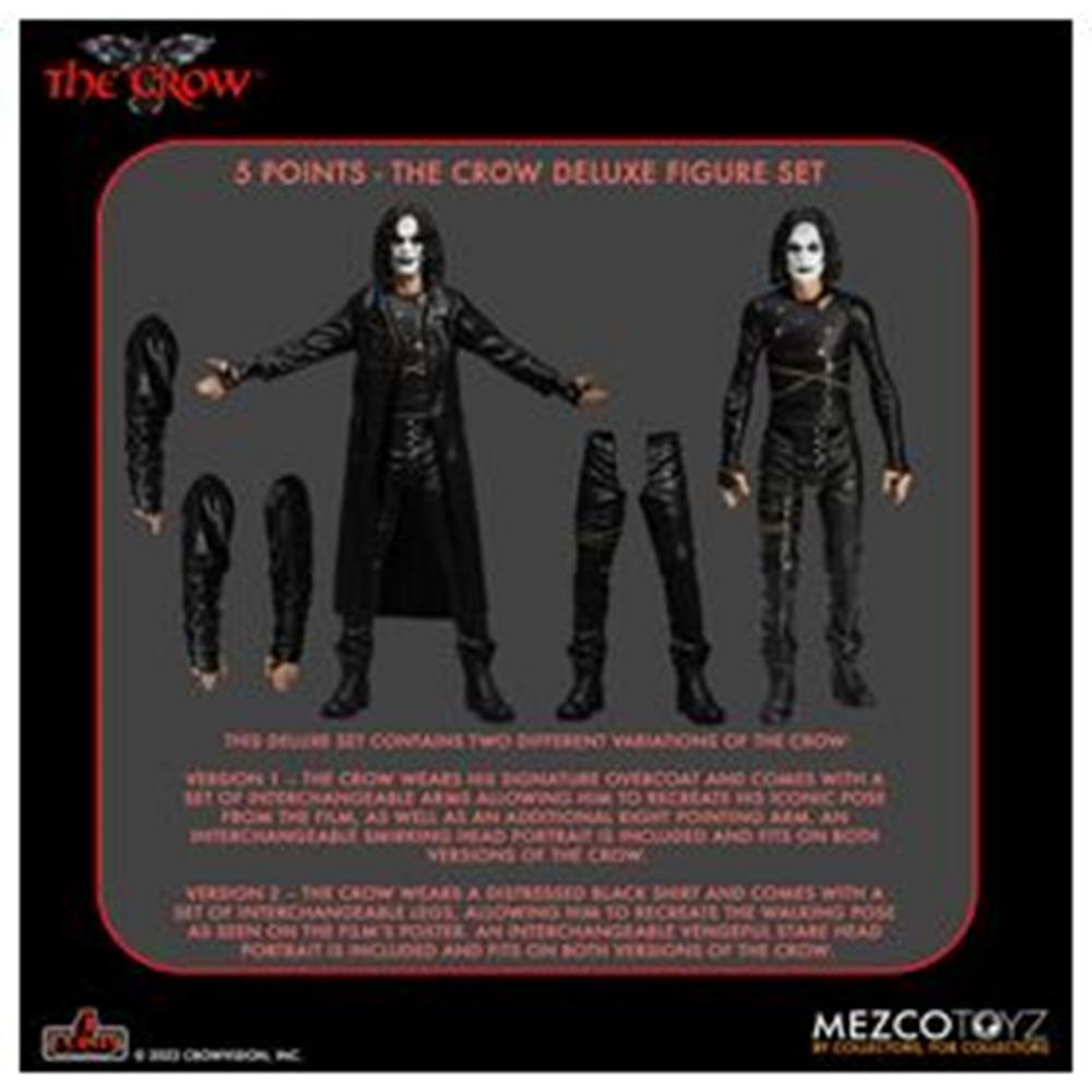 SET 2 FIGURAS MEZCO TOYZ THE CROW 5 POINTS THE CROW DELUXE 10CM