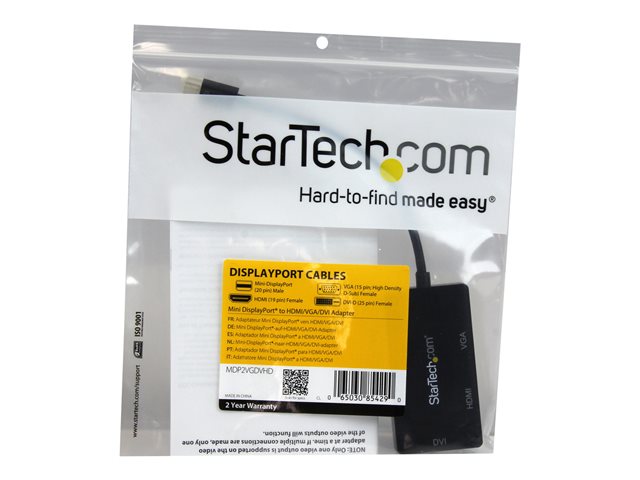 ADAPTADOR MINI DP A VGA/DVI-D/HDMI STARTECH 0.27M/ MACHO-HEMBRA/ NEGRO