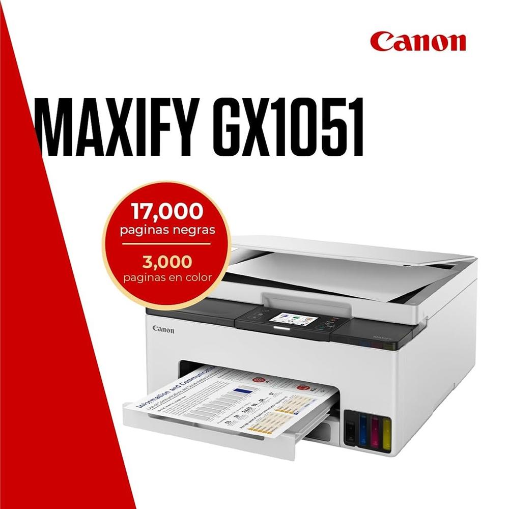Multifunción Inyección Canon Maxify GX1051 Red/ WIFI/ Duplex impresion/ Depósitos tinta/ 3 botellas negro