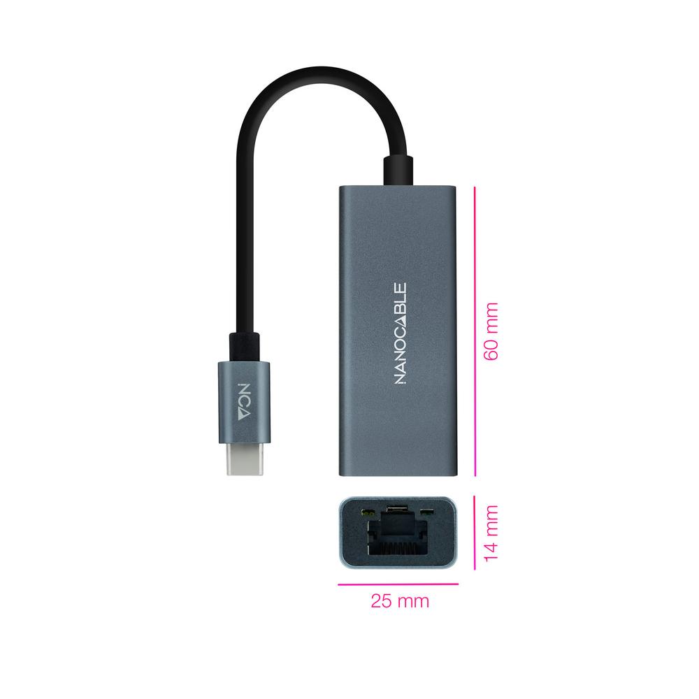 ADAPTADOR NANOCABLE CONVERSOR USB-C ETHERNET GIGABIT