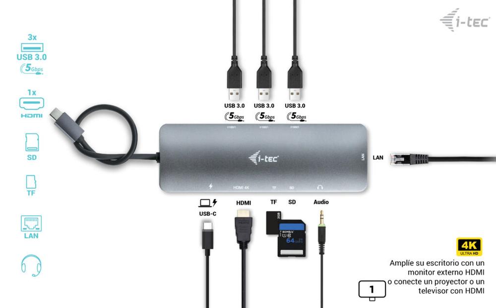 DOCKING STATION I-TEC USB TIPO C 9 EN 1 + CARGADOR 100W