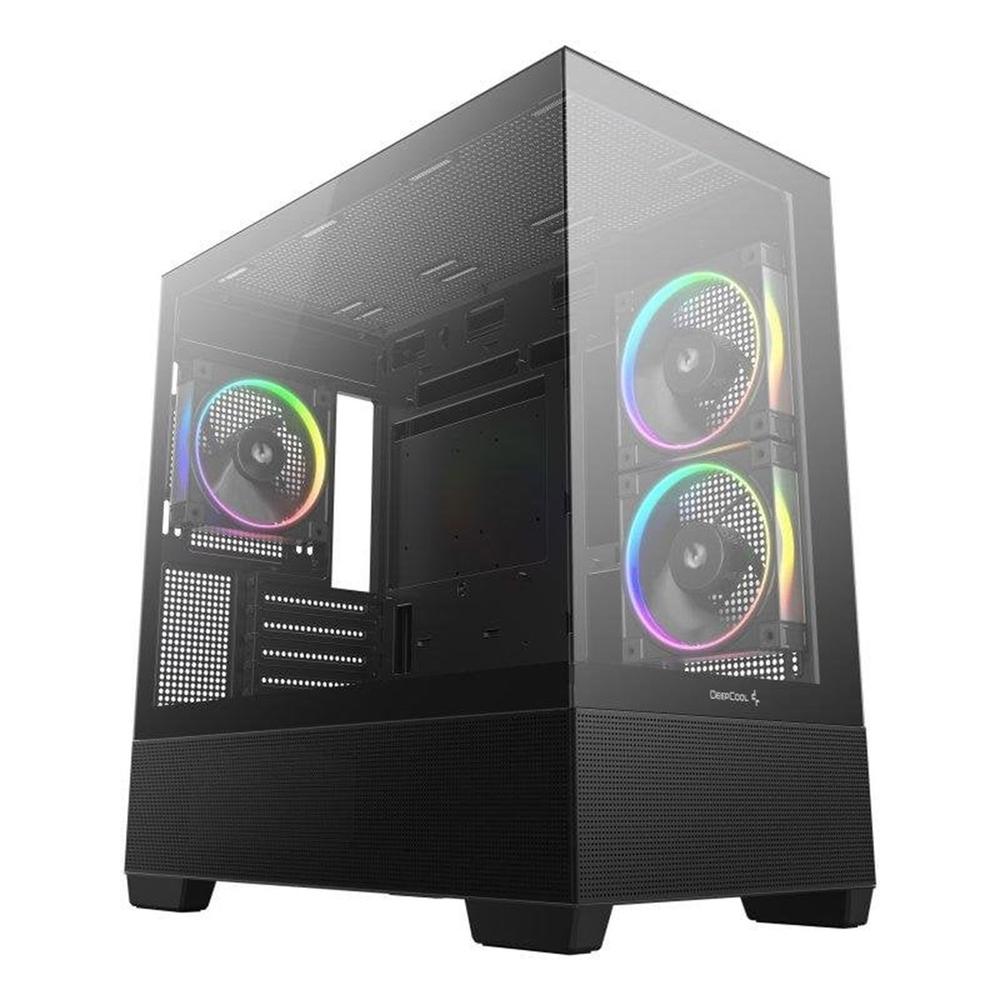 CAJA ORDENADOR GAMING DEEPCOOL CG380 3F MATX ARGB CRISTAL TEMPLADO NEGRO