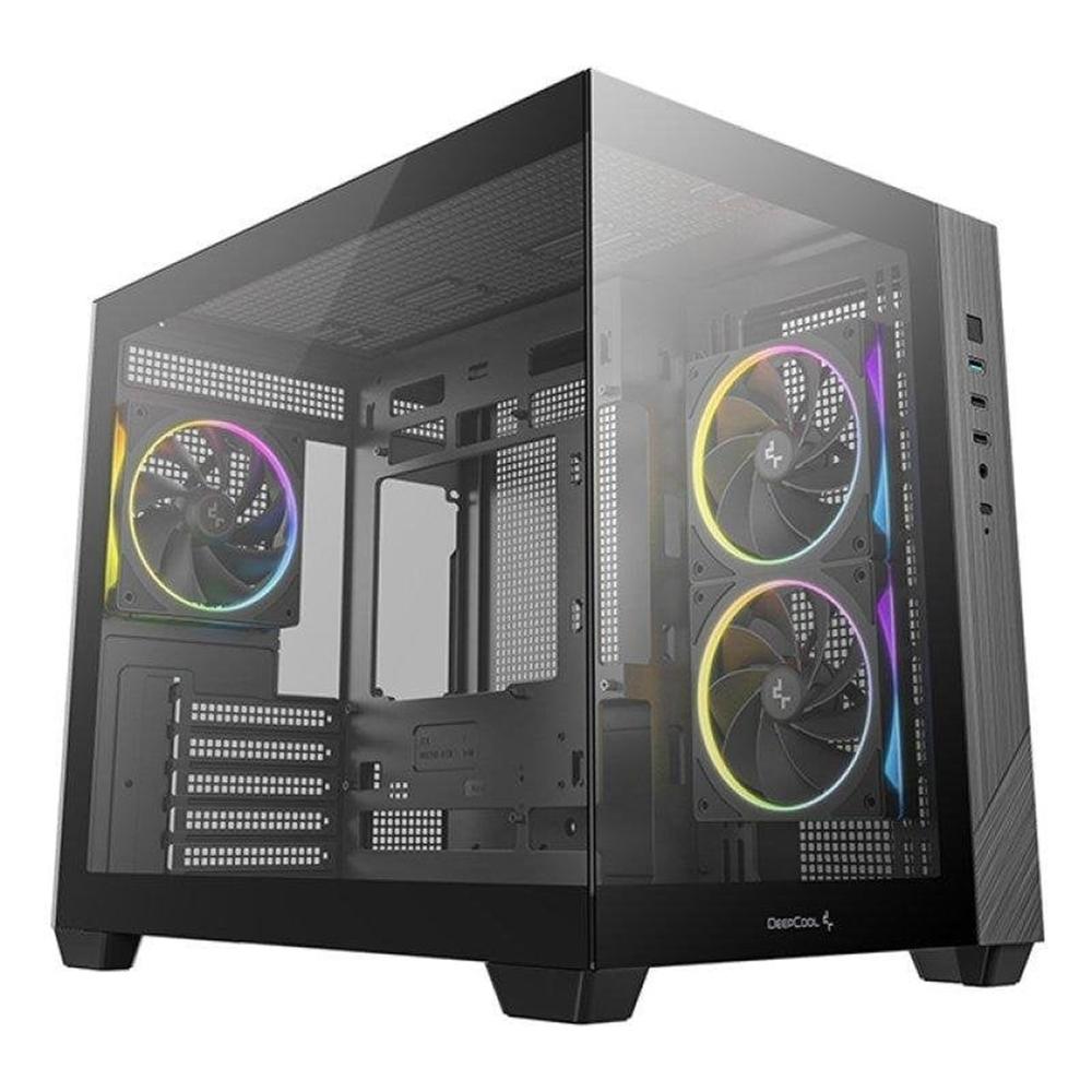 CAJA ORDENADOR GAMING DEEPCOOL CG330 3F MATX ARGB CRISTAL TEMPLADO NEGRA