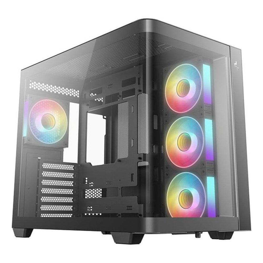 CAJA ORDENADOR GAMING DEEPCOOL CG530U 4F ATX ARGB CRISTAL TEMPLADO NEGRA