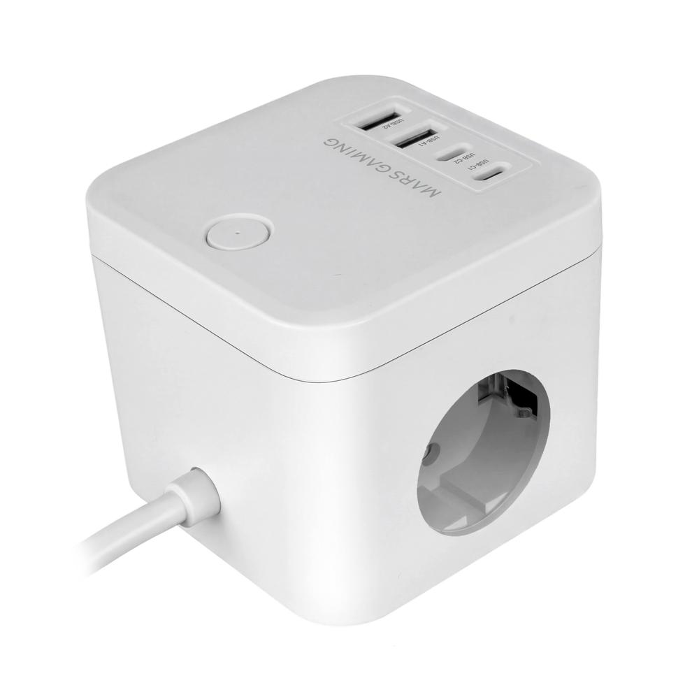CARGADOR DE PARED MARS GAMING MD-CUBE35W 35W 3X SCHUKO 2X USB TIPO C 2X USB TIPO A BLANCO