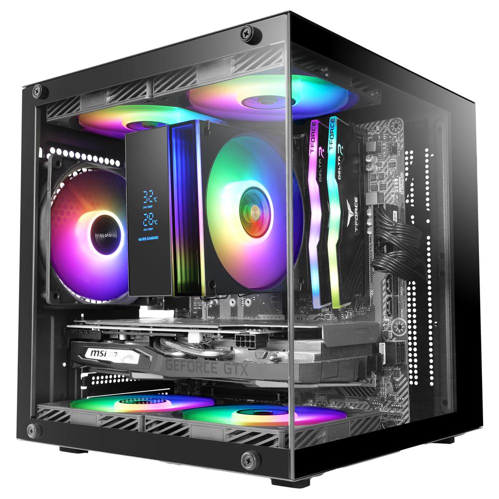 CAJA ORDENADOR MARS GAMING MC-CUBE MATX ARGB CRISTAL TEMPLADO NEGRA