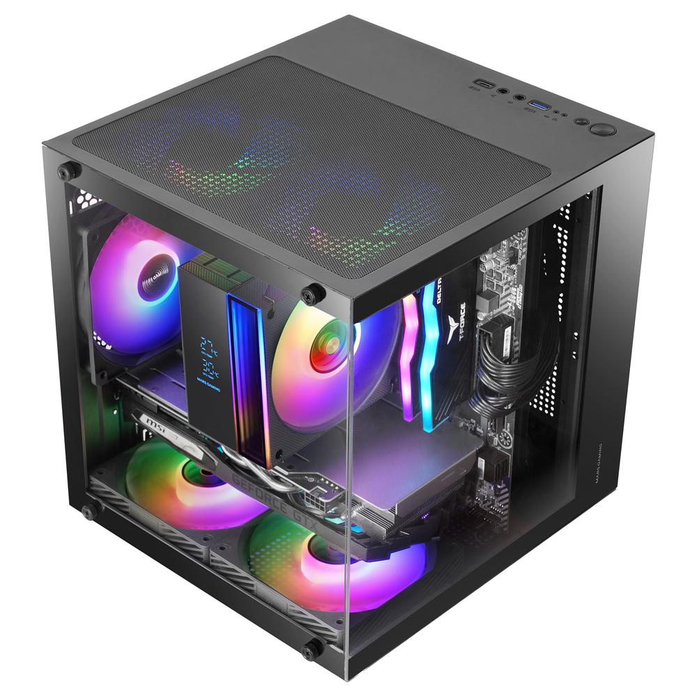 CAJA ORDENADOR MARS GAMING MC-CUBE MATX ARGB CRISTAL TEMPLADO NEGRA
