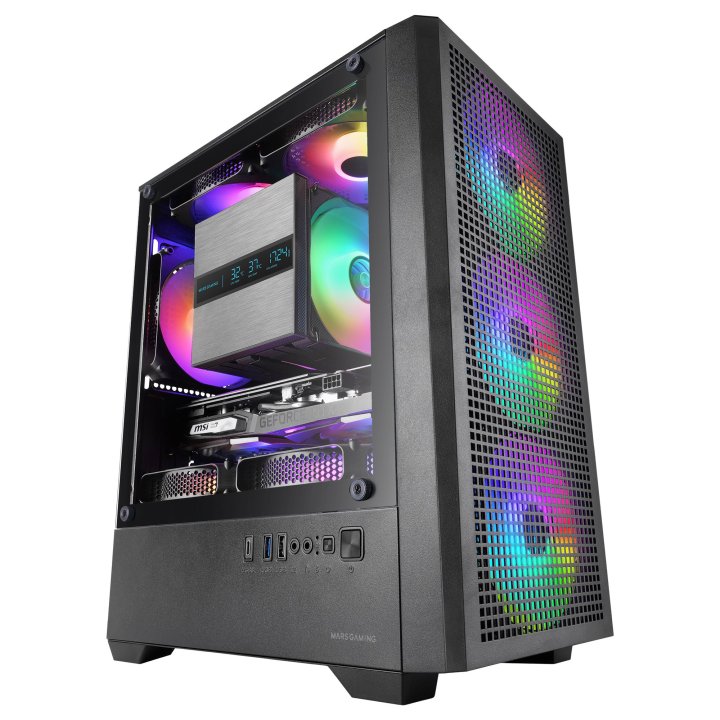 CAJA ORDENADOR MARS GAMING MC-VECTOR MATX ARGB CRISTAL TEMPLADO NEGRA