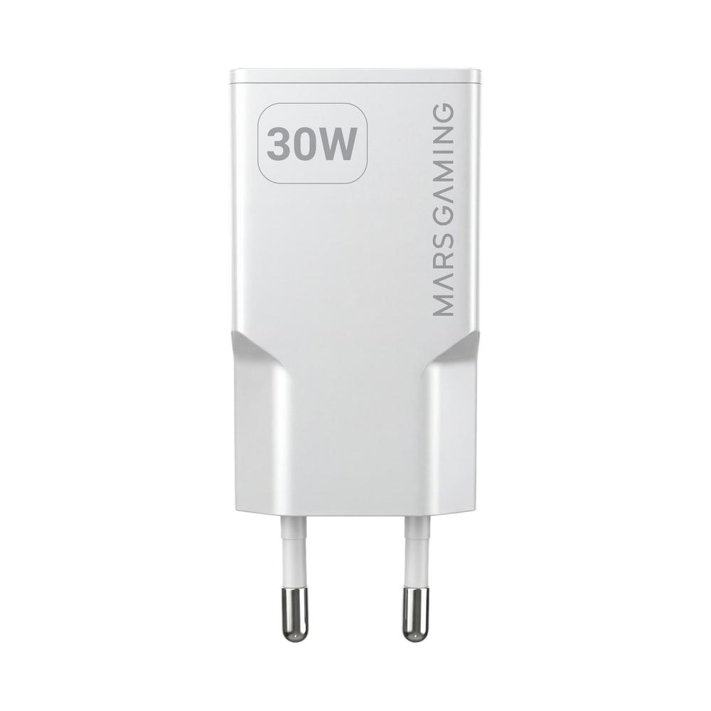 CARGADOR DE PARED MARS GAMING MD-GAN30W 30W 1X USB TIPO C 1 X USB TIPO A BLANCO