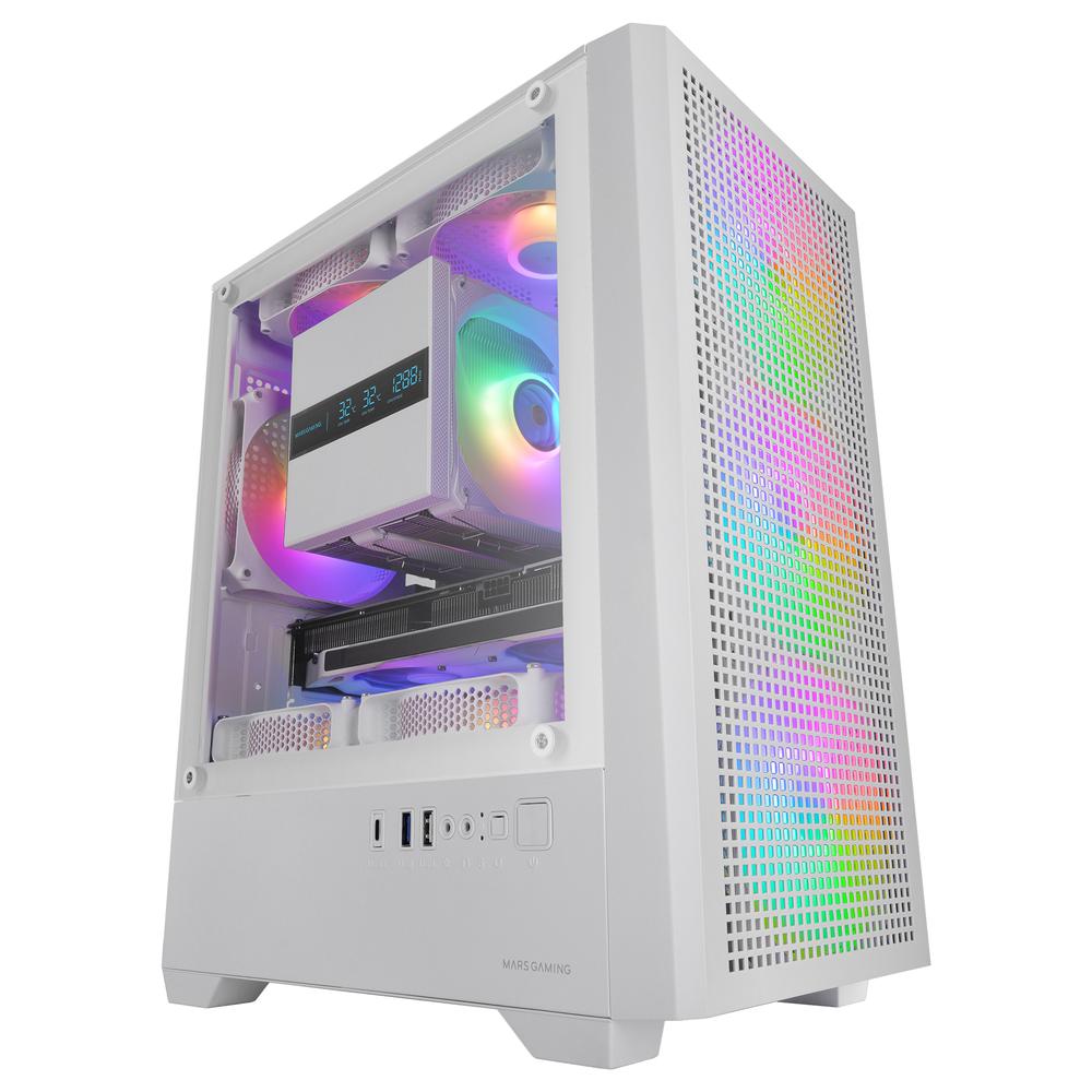 CAJA ORDENADOR MARS GAMING MC-VECTORW MATX ARGB CRISTAL TEMPLADO BLANCO