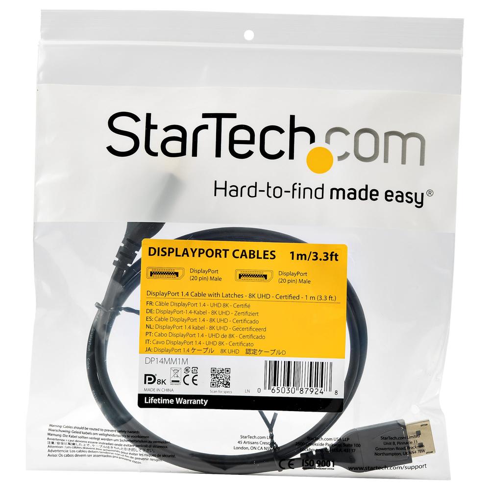 CABLE DISPLAYPORT STARTECH 1M/ MACHO-MACHO/ NEGRO