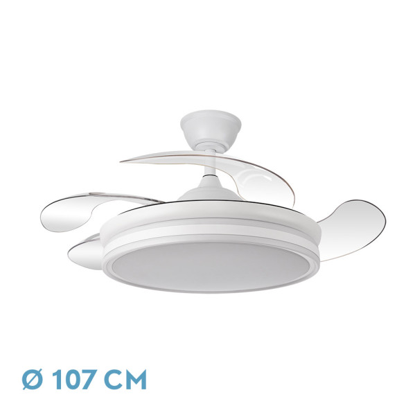 Ventilador bayomo 59w 6890lm Blanco 4 Aspas Desp. 32/47x55/108 D.3 Color.motor Dc.remoto