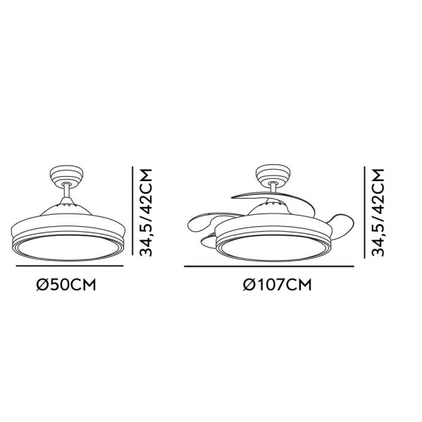 Ventilador bayomo 59w 6890lm Blanco 4 Aspas Desp. 32/47x55/108 D.3 Color.motor Dc.remoto