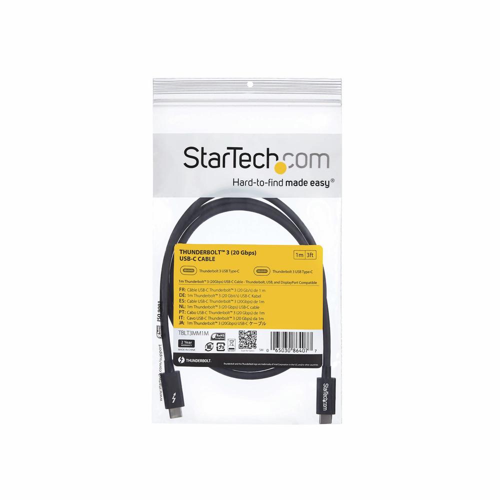 CABLE USB TIPO C STARTECH 1M/ MACHO-MACHO/ NEGRO
