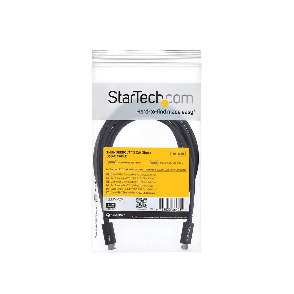 CABLE USB TIPO C STARTECH 2M/ MACHO-MACHO/ NEGRO