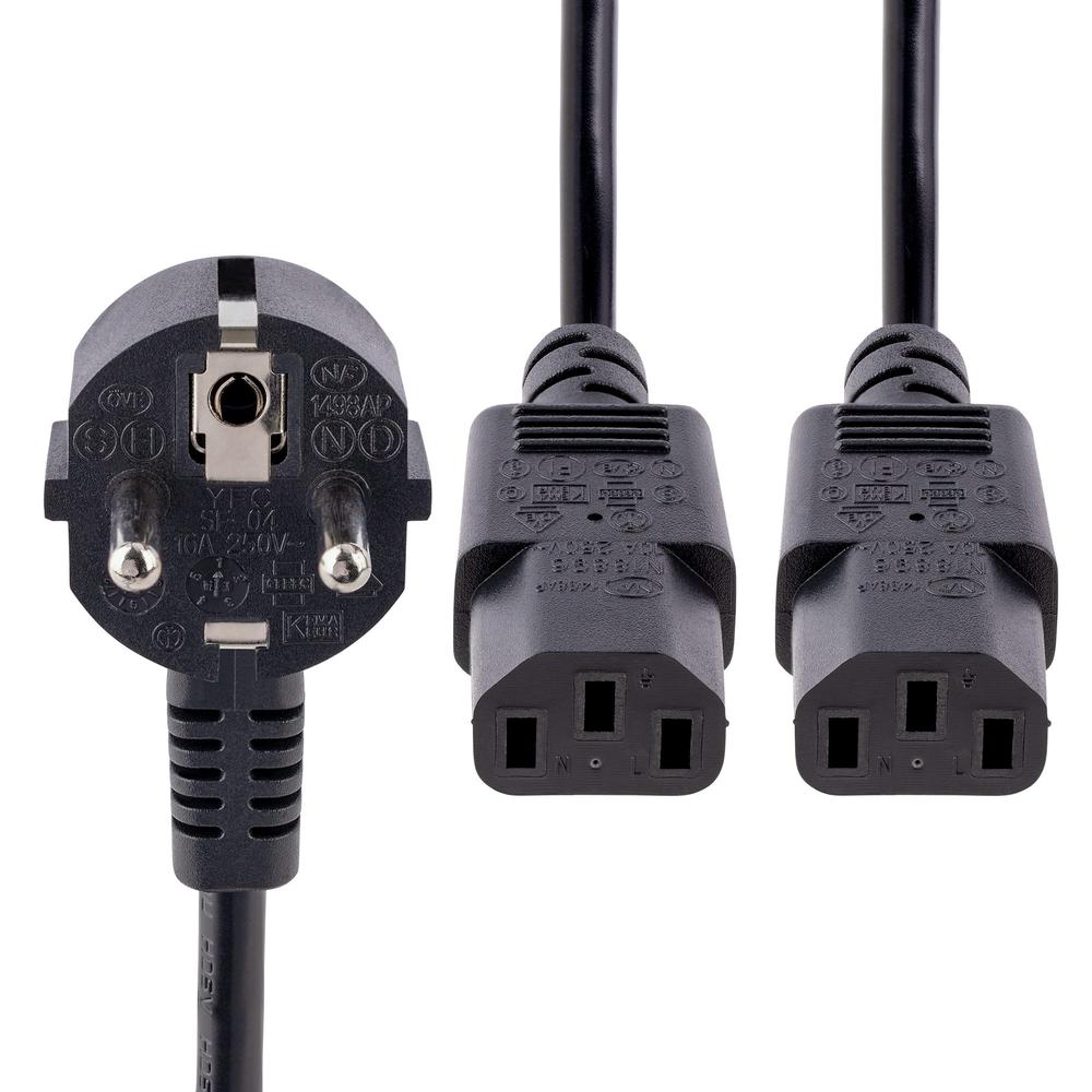 CABLE SCHUKO A 2X C13 STARTECH 2M/ MACHO-HEMBRA/ NEGRO
