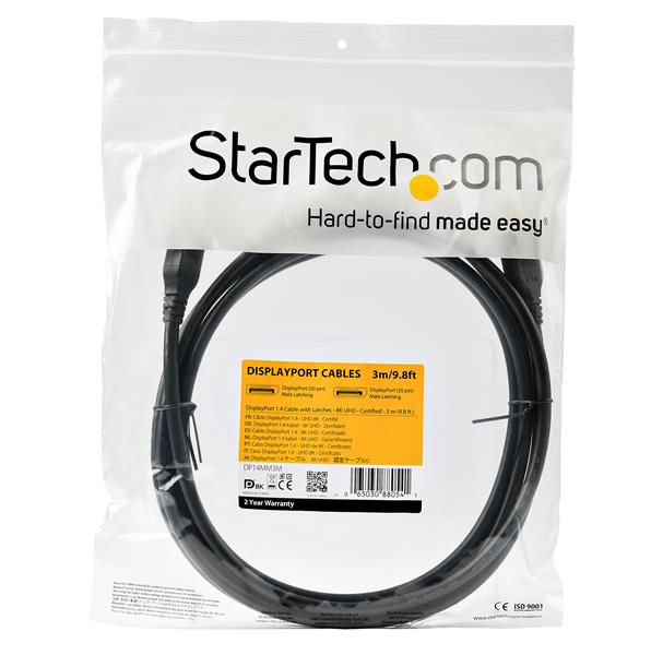 CABLE DISPLAYPORT 8K STARTECH 3M/ MACHO-MACHO/ NEGRO