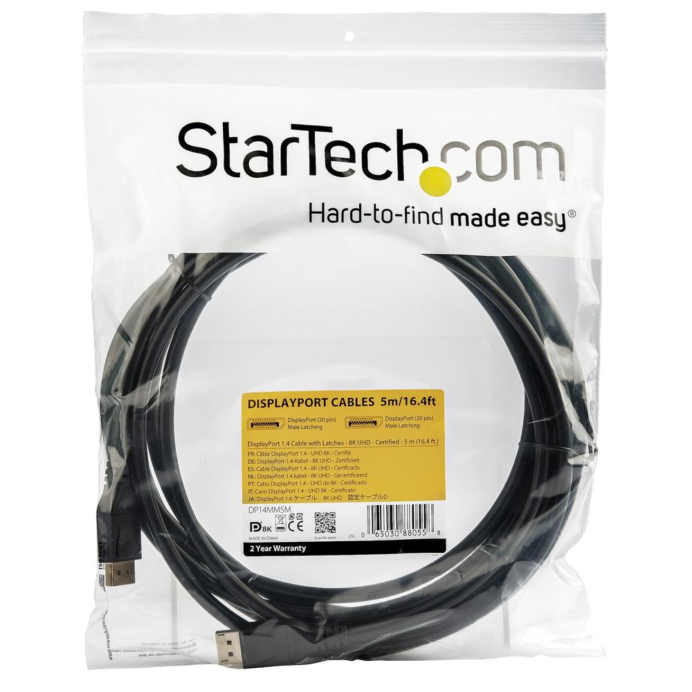CABLE DISPLAYPORT STARTECH 5M/ MACHO-MACHO/ NEGRO