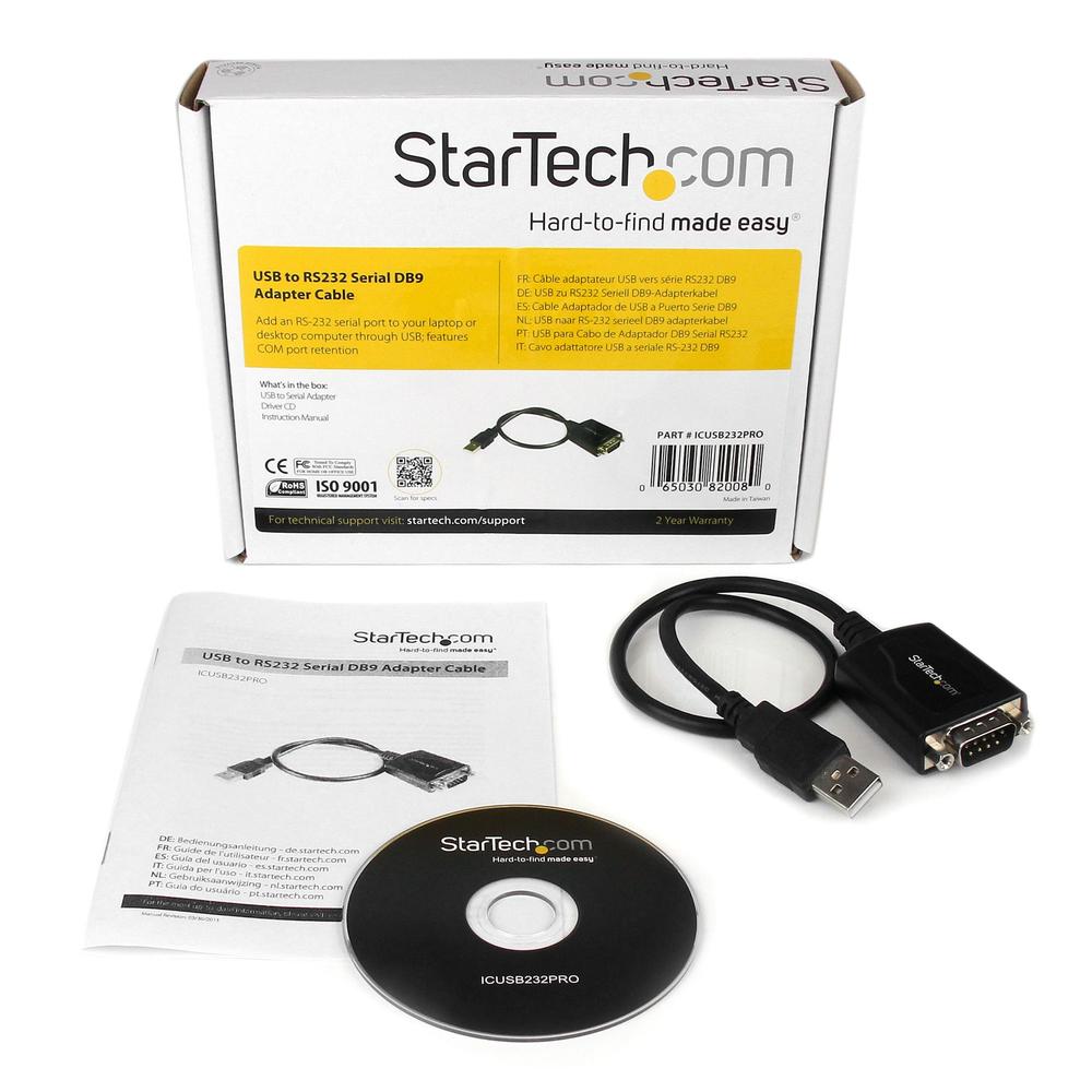 CABLE USB TIPO A A RS232 DB9 STARTECH 0.3M/ MACHO-MACHO/ NEGRO