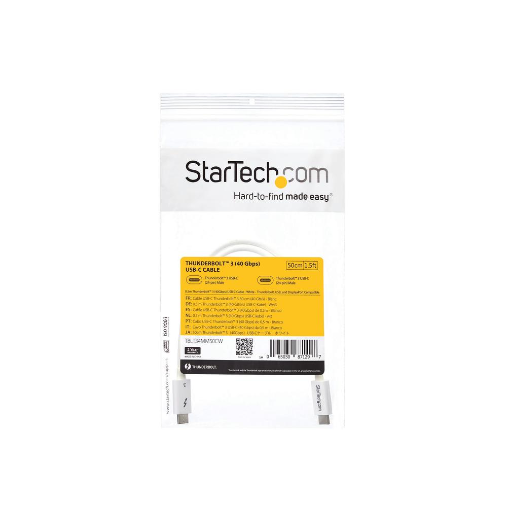 CABLE USB TIPO C STARTECH 0.5M/ MACHO-MACHO/ BLANCO