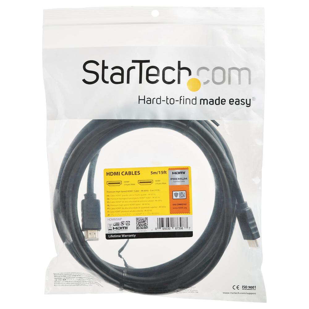 CABLE HDMI 4K STARTECH 5M/ MACHO-MACHO/ NEGRO